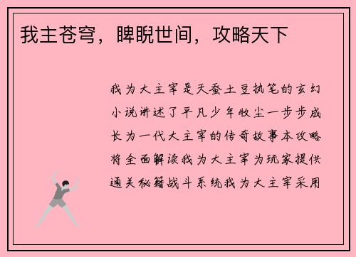 我主苍穹，睥睨世间，攻略天下